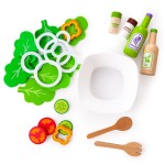 Salata de legume la castron - Set de jucarie din lemn cu 28 de accesorii